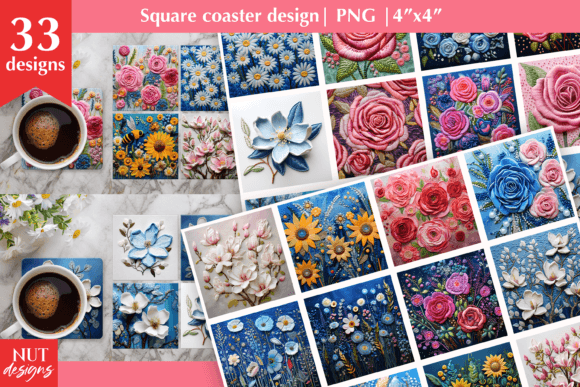 3D Flowers Square Coaster Embroidery Review