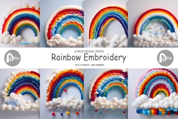 Digital Paper Rainbow Embroidery Review
